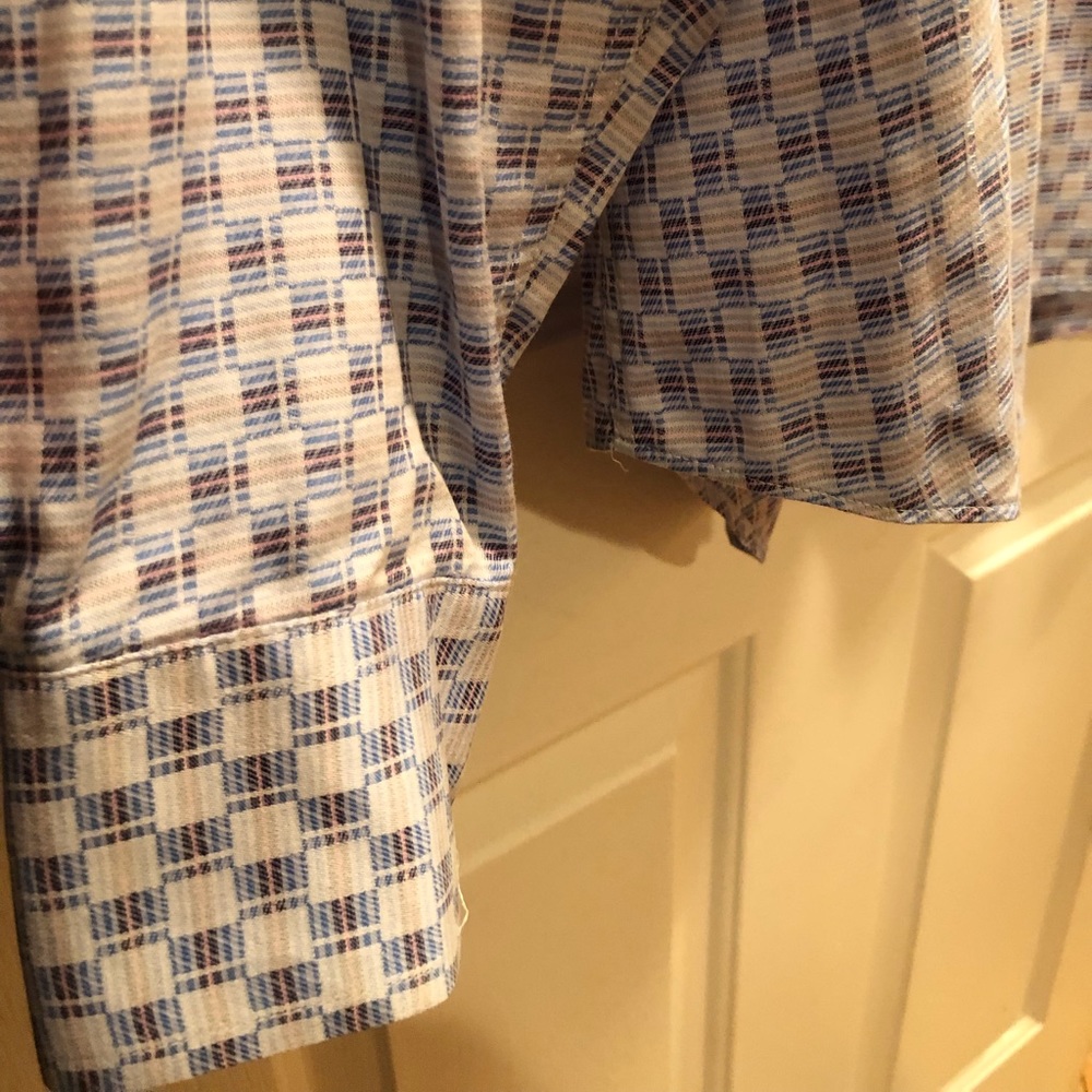 Bugatchi Button Down Blue And Red Plaid Shirt, Si… - image 3